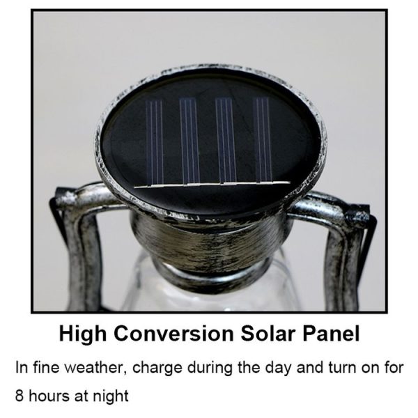 200802 Retro Solar Kerosene Lamp Shape Handheld Lamp Home Decor Flame Lamp (Rusty) - Image 4