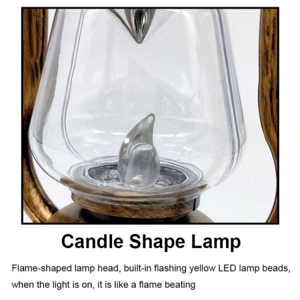 200802 Retro Solar Kerosene Lamp Shape Handheld Lamp Home Decor Flame Lamp (Rusty) - Image 5