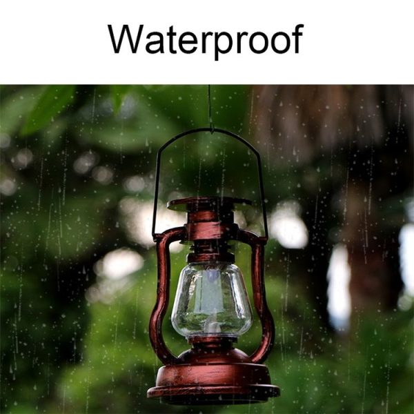 200802 Retro Solar Kerosene Lamp Shape Handheld Lamp Home Decor Flame Lamp (Rusty) - Image 6