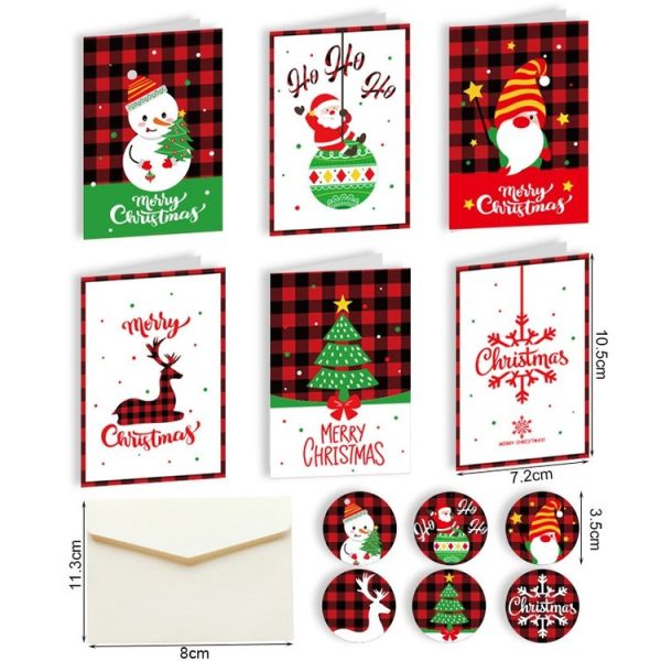 6 Fold Cards + 6 Envelopes + 6 Stickers Christmas Day Greeting Cards (MC8-92) - Image 2