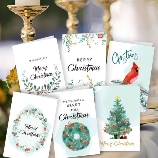 6 Fold Cards + 6 Envelopes + 6 Stickers Christmas Day Greeting Cards (MC8-92) - Image 4