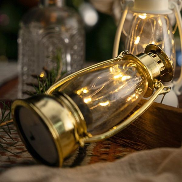 Retro Lantern Table Decoration Christmas Scene Decoration Simulation Oil Lamp (Gold) - Image 4
