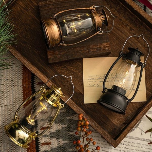 Retro Lantern Table Decoration Christmas Scene Decoration Simulation Oil Lamp (Gold) - Image 6