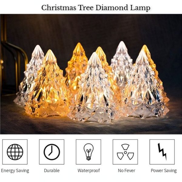 Christmas Tree Iceberg Diamond Crystal Lights Decorative Ambient Light Acrylic Ornaments, Color: Warm White Light - Image 2