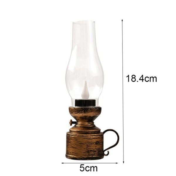 Retro Luminous Kerosene Lamp Christmas Simulation Oil Lamp Decoration, Spec: Water-drop (Bronze) - Image 3