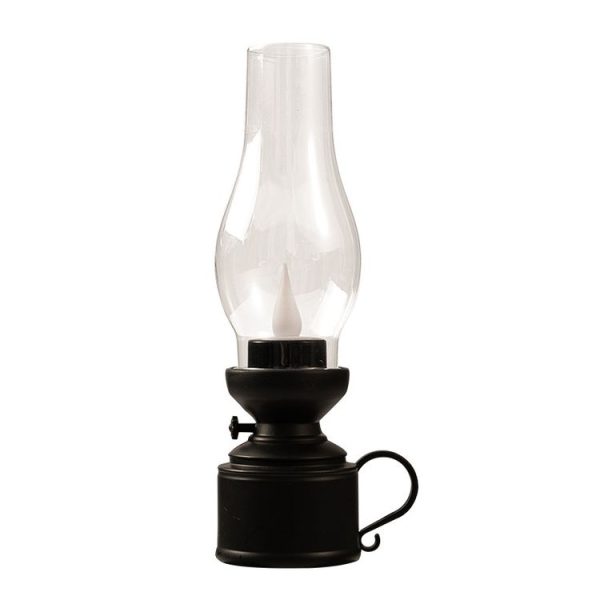 Retro Luminous Kerosene Lamp Christmas Simulation Oil Lamp Decoration, Spec: Water-drop (Black)
