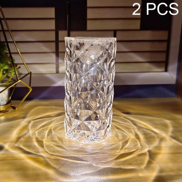 2 PCS SF-001A 1.5V Rose Ambient Light Bedside Crystal LED Desk Lamp, Color: White Light