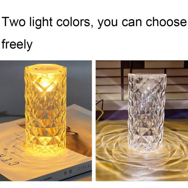 2 PCS SF-001A 1.5V Rose Ambient Light Bedside Crystal LED Desk Lamp, Color: White Light - Image 4