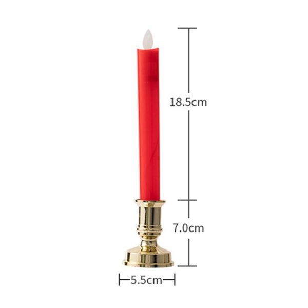 2 PCS Simulation Long-rod Electronic Candle Lamp Swing Wick LED Temple Lamp (Red) - Image 3