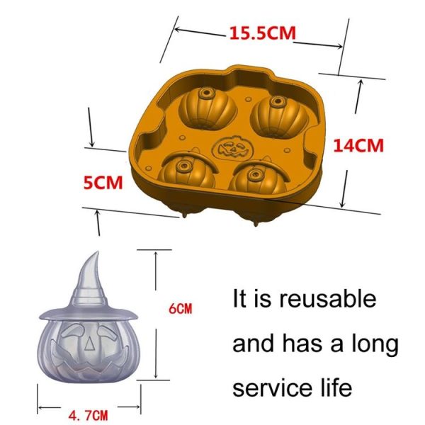 Pumpkin Ice Cream Silicone Ice Grid Mold Chocolate Whiskey Ice Cubes Ice Hockey (Black) - Image 3