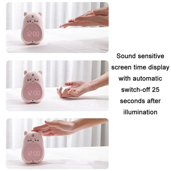 Learning Electronic Alarm Clock Children Night Light (Pink) - Image 3