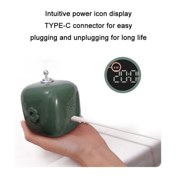 Cartoon Robot Cat Rechargeable Alarm Clock Snooze Silent Backlit Electronic Clock (Dark Green) - Image 5
