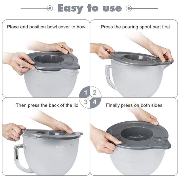 KA-T5 For KitchenAid K5GB 5QT Tilt Head Stand Mixer Glass Bowl Seal Lid - Image 4