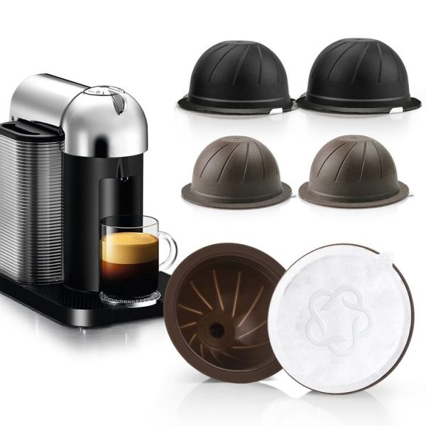 ICafilas Coffee Capsule Shell For Nespresso Vertuo Plus ENV 135 / Vertuo ENV 150 / BNV450WHT1BUC1, Color: 3 Black Cups+60 Aluminum Foil - Image 2