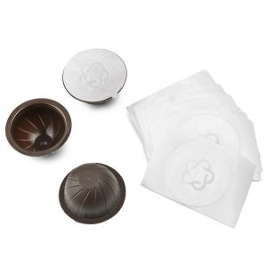 ICafilas Coffee Capsule Shell For Nespresso Vertuo Plus ENV 135 / Vertuo ENV 150 / BNV450WHT1BUC1, Color: 3 Brown Cups+60 Aluminum Foil