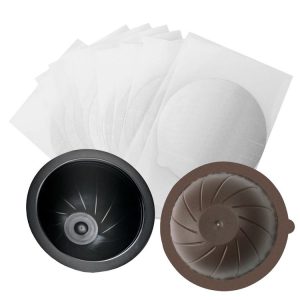 ICafilas Coffee Capsule Shell For Nespresso Vertuo Plus ENV 135 / Vertuo ENV 150 / BNV450WHT1BUC1, Color: Black+Brown+100 Aluminum Foil