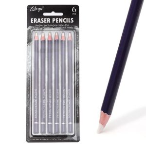 6pcs / Pack Artist Highlight Eraser Pencils Pen Shape Erasers Sketch Pencil