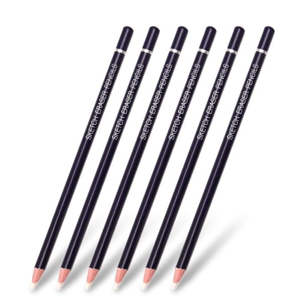 6pcs / Pack Artist Highlight Eraser Pencils Pen Shape Erasers Sketch Pencil - Image 2