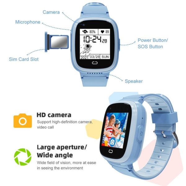 LT30E European Version 4G Waterproof Touch Photo Electronic Positioning Children Smart Watch (Blue) - Image 2