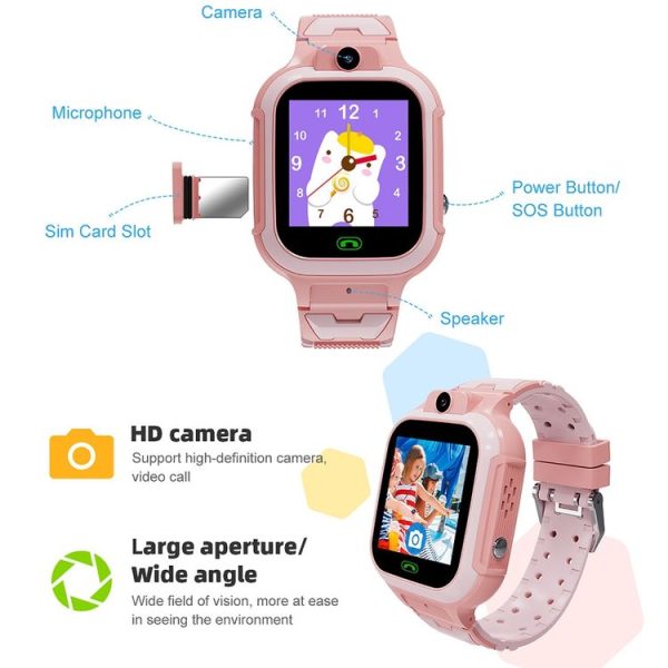 LT37-4G European Version 4G Waterproof Touch Photo Electronic Positioning Children Smart Watch (Blue) - Image 2