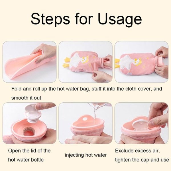 ZS103 Cartoon Plush Water-filled Explosion-proof Hot Water Bags, Spec: Pink Lucky Rabbit (1000ml) - Image 6