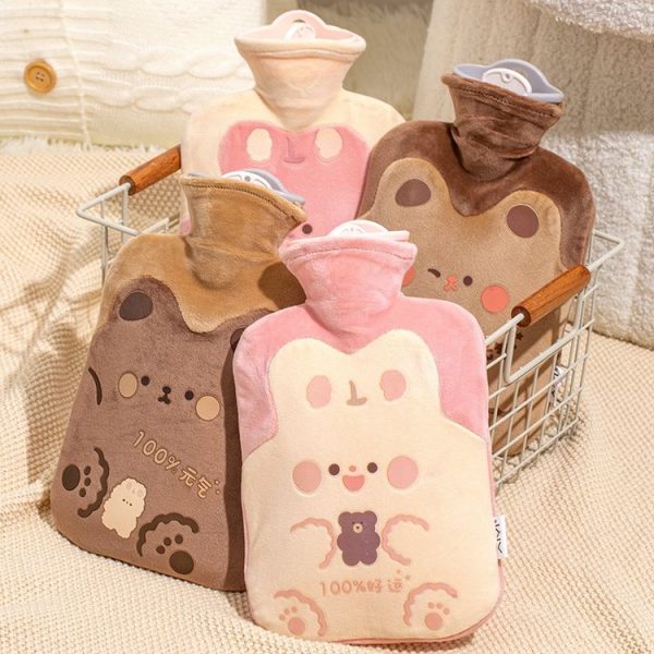 ZS103 Cartoon Plush Water-filled Explosion-proof Hot Water Bags, Spec: Beige Lucky Rabbit (1000ml) - Image 2