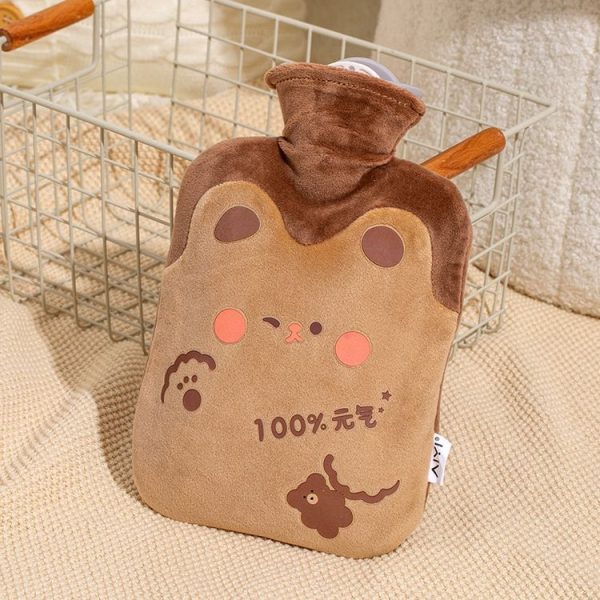 ZS103 Cartoon Plush Water-filled Explosion-proof Hot Water Bags, Spec: Khaki Bear (500ml)