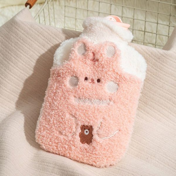 ZS103 Cartoon Plush Water-filled Explosion-proof Hot Water Bags, Spec: Intervened Pink (1000ml)