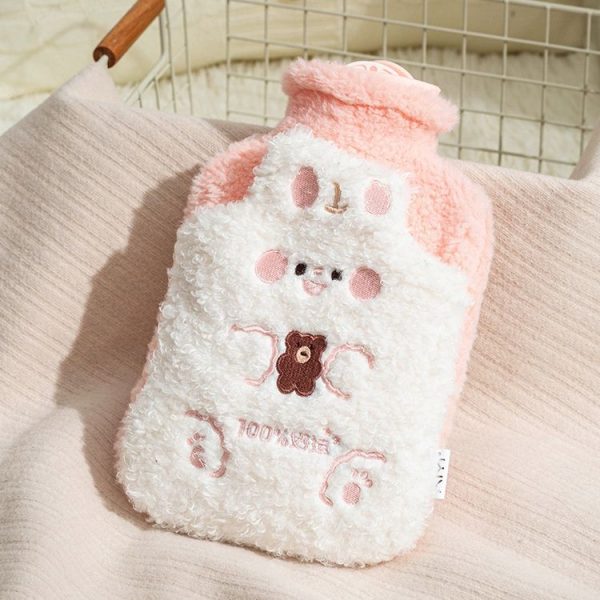 ZS103 Cartoon Plush Water-filled Explosion-proof Hot Water Bags, Spec: Intervened White (1000ml)