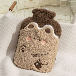 ZS103 Cartoon Plush Water-filled Explosion-proof Hot Water Bags, Spec: Intervened Khaki (1000ml)