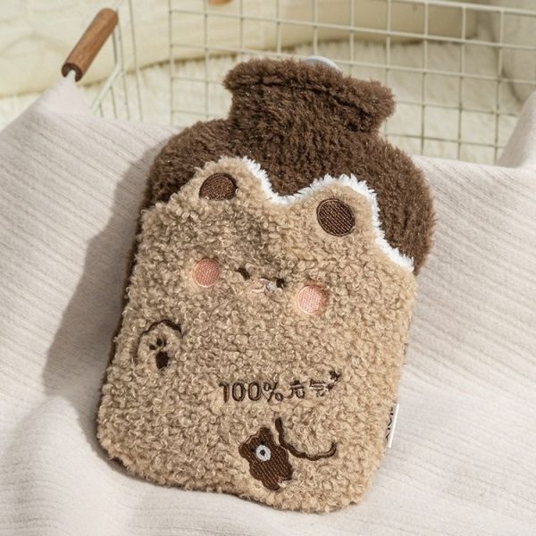 ZS103 Cartoon Plush Water-filled Explosion-proof Hot Water Bags, Spec: Intervened Khaki (1000ml)