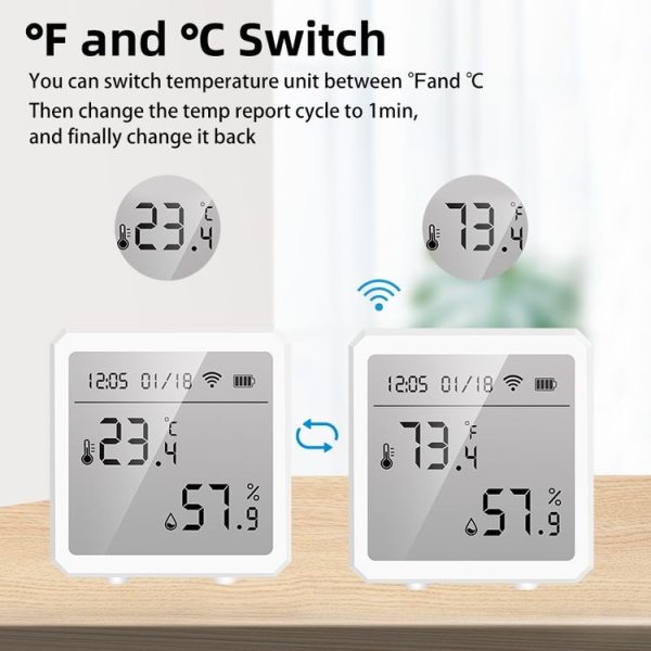 Wifi Temperature And Humidity Meter Sensor Equipment Smart Home Graffiti APP Temperature And Humidity Sensor (Black) - Image 3