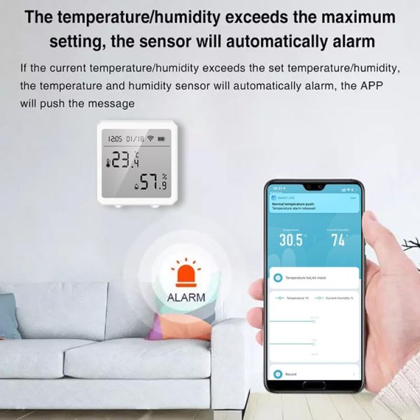 Wifi Temperature And Humidity Meter Sensor Equipment Smart Home Graffiti APP Temperature And Humidity Sensor (Black) - Image 6