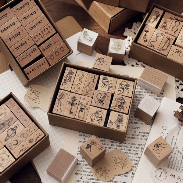 Vintage Beech Combination Seal Set Wooden Handbook Seal Set (Cosmic Radio Station) - Image 4