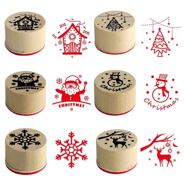 6PCS / Set Christmas Snowflake Deer Wooden DIY Stamp Set - Image 2