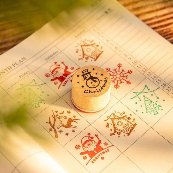 6PCS / Set Christmas Snowflake Deer Wooden DIY Stamp Set - Image 3