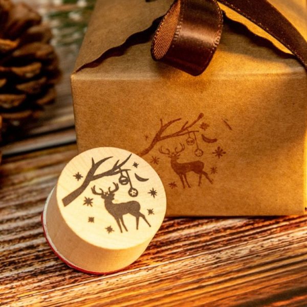 6PCS / Set Christmas Snowflake Deer Wooden DIY Stamp Set - Image 5