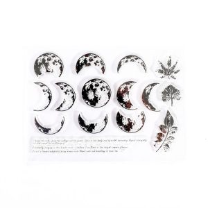 5 PCS Vintage Botanical Arrangement Handbook Clear Silicone Stamp (Moon Phase)