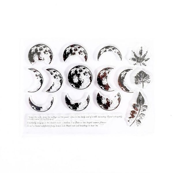 5 PCS Vintage Botanical Arrangement Handbook Clear Silicone Stamp (Moon Phase)
