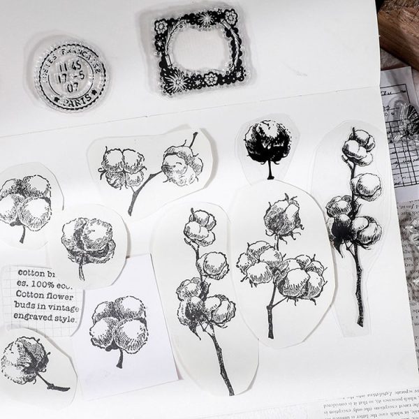 5 PCS Vintage Botanical Arrangement Handbook Clear Silicone Stamp (Moon Phase) - Image 4