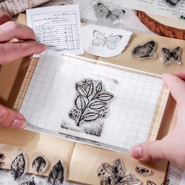 5 PCS Vintage Botanical Arrangement Handbook Clear Silicone Stamp (Moon Phase) - Image 5