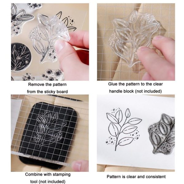 5 PCS Vintage Botanical Arrangement Handbook Clear Silicone Stamp (Moon Phase) - Image 6