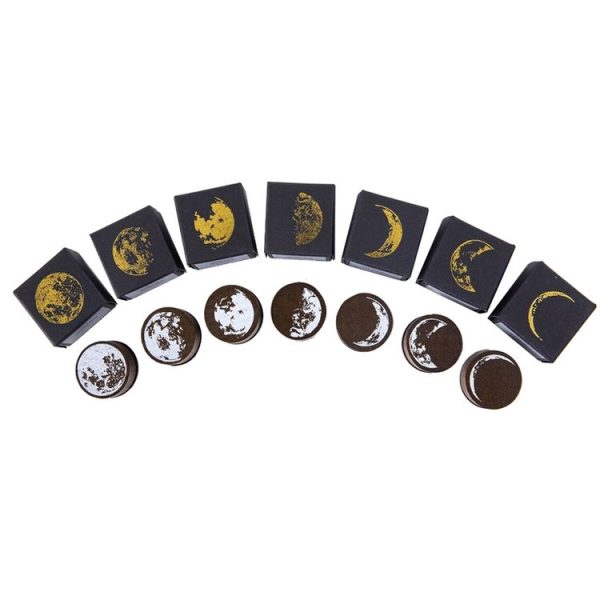 Moon Phase Series Handbook Decoration DIY Wooden Stamp (Waning Moon) - Image 2