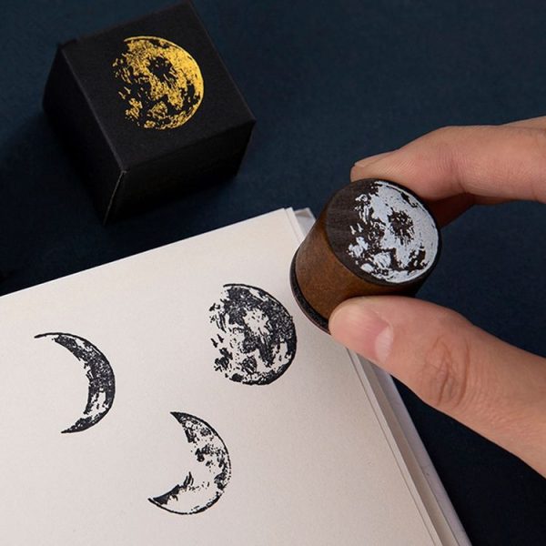 Moon Phase Series Handbook Decoration DIY Wooden Stamp (Waning Moon) - Image 5