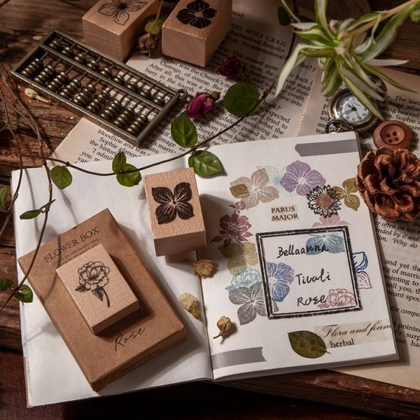 Vintage Botanical Stamp DIY Handbook Decorative Journal Beechwood Stamp (Sabrina) - Image 4