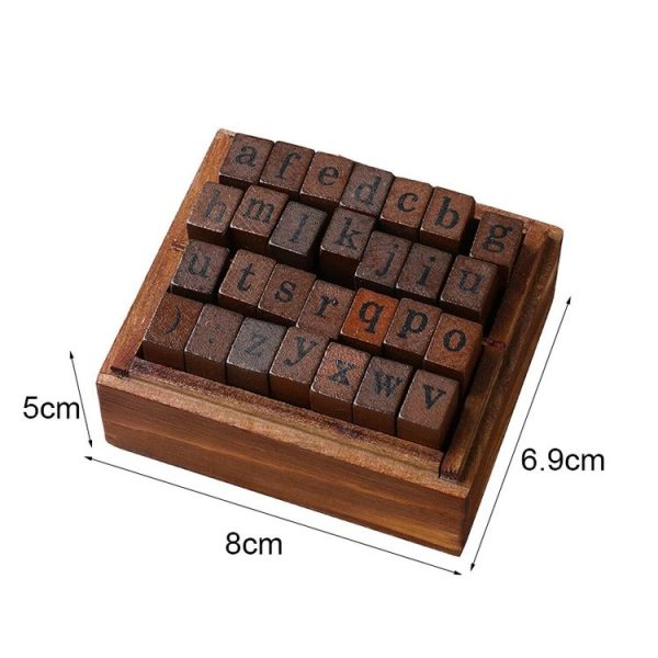 E13 28PCS / Set Vintage Wooden Alphabet and Number Diary Handbook DIY Stamps (Regular Capital) - Image 3