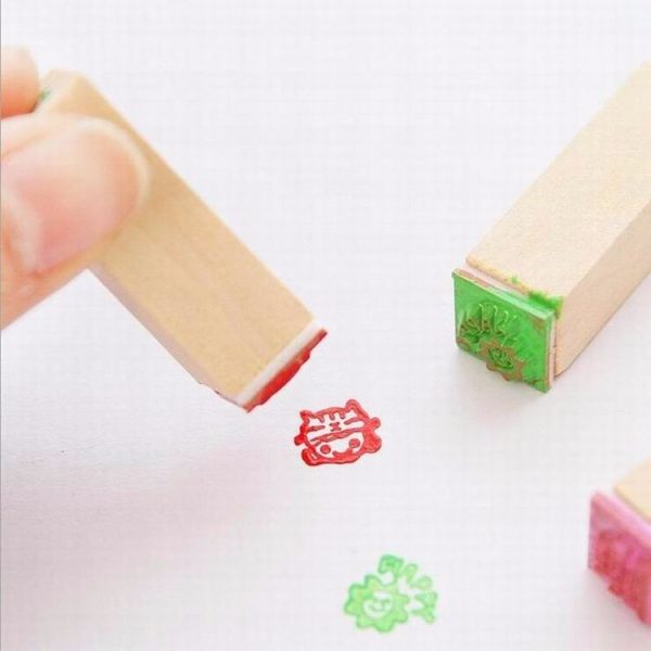 2 Sets D25 12PCS / Set Wooden Cartoon Handbook Decoration Stamps (D) - Image 5