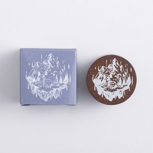 Round Wooden Stamps Vintage DIY Handbook Multifunctional Decorative Stamps, Style: Mountain