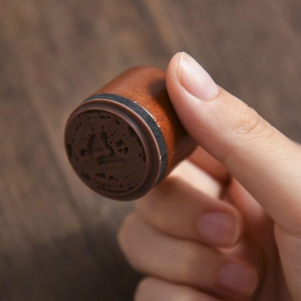 Round Wooden Stamps Vintage DIY Handbook Multifunctional Decorative Stamps, Style: Mountain - Image 5