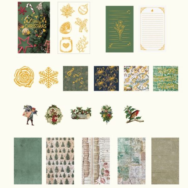 2 Sets Christmas Medallion Sticker With Foil Seal Handbook Material Pack (Christmas Polka)